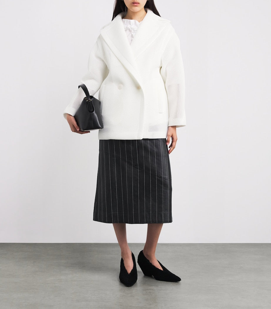 Max Mara White Mesh Teddy Bear Coat