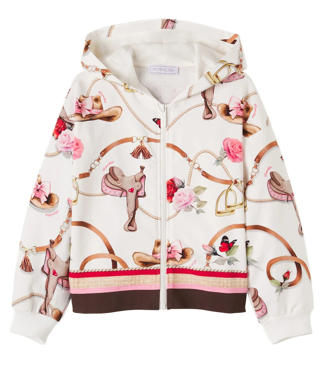 Monnalisa - Printed cotton-blend zip-up hoodie