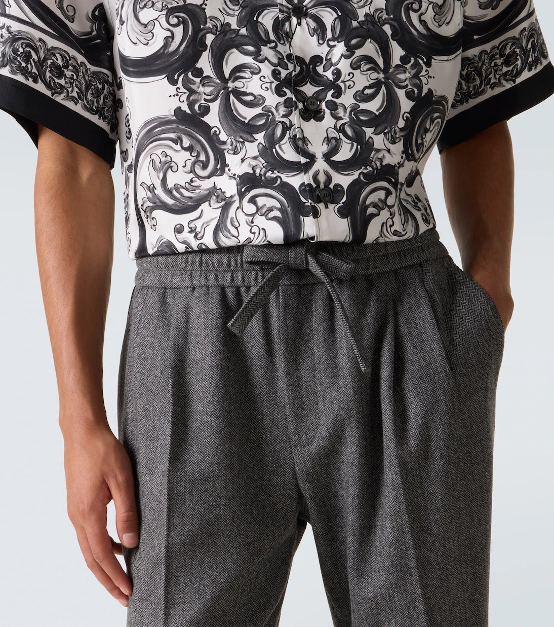 Dolce&Gabbana - Herringbone wool-blend wide-leg pants