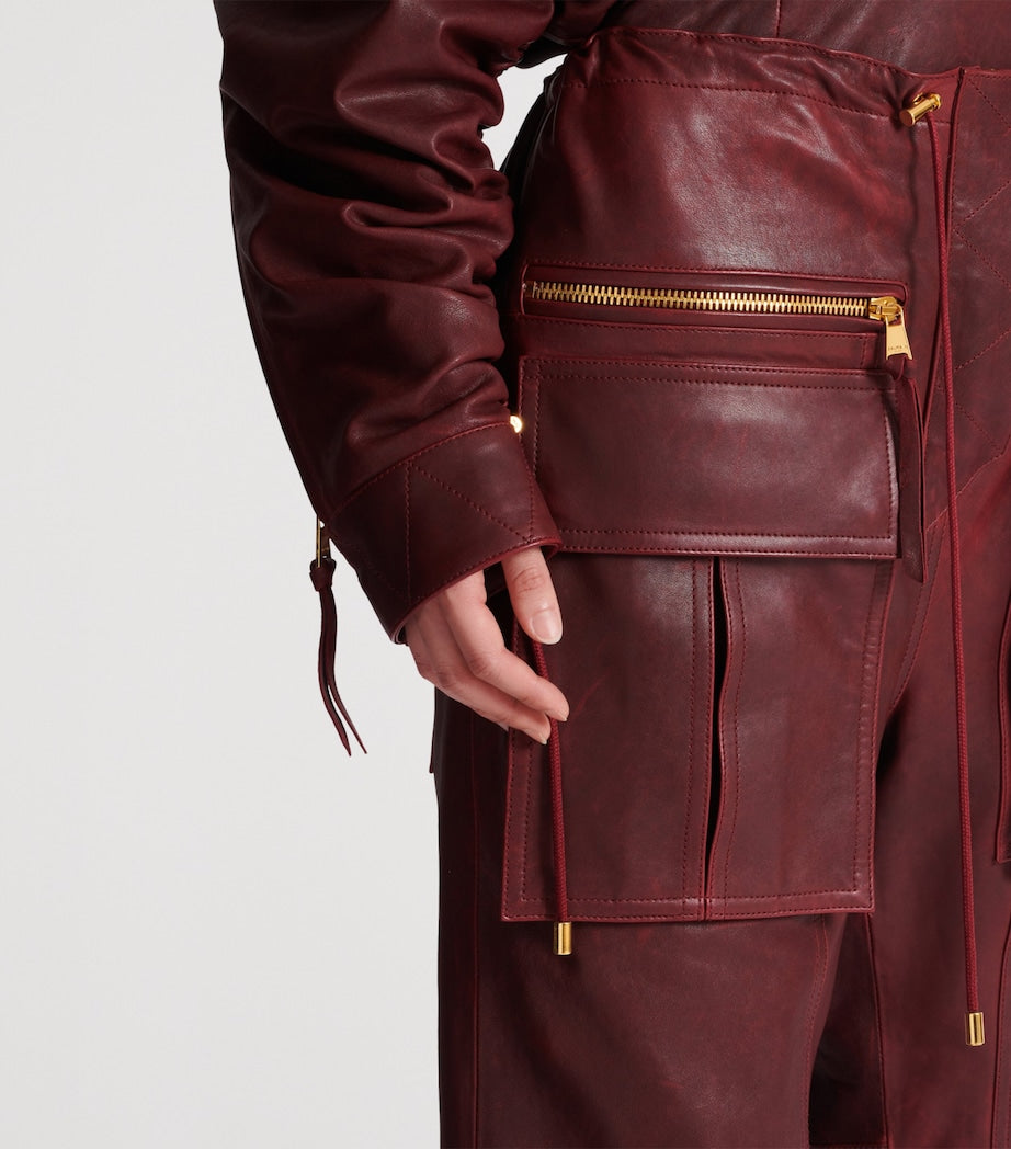 Brown Lambskin Cargo Trousers