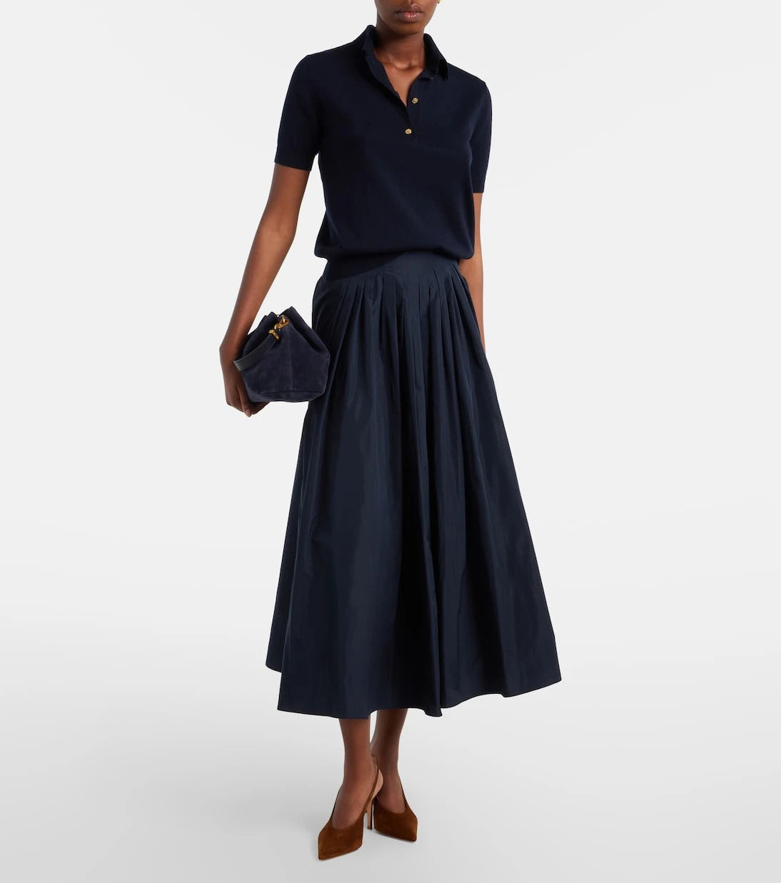 'S Max Mara - Cotton, silk, and cashmere polo sweater