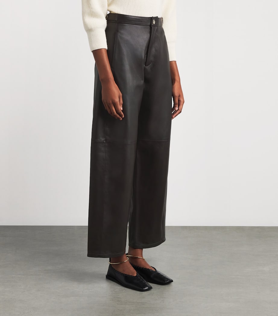 Lauren Manoogian Brown Leather Wide-Leg Trousers