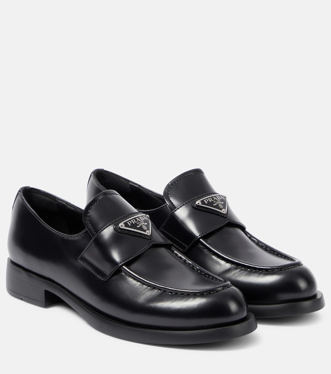 Prada - Logo leather loafers