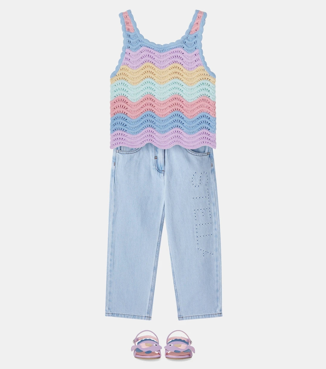 Stella McCartney Kids - Scalloped striped cotton tank top