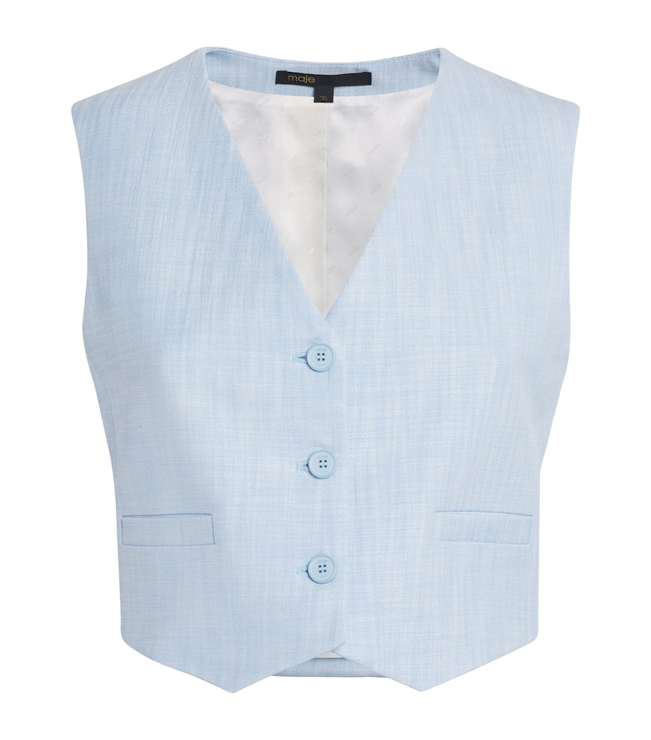 Blue Mélange-Weave Waistcoat
