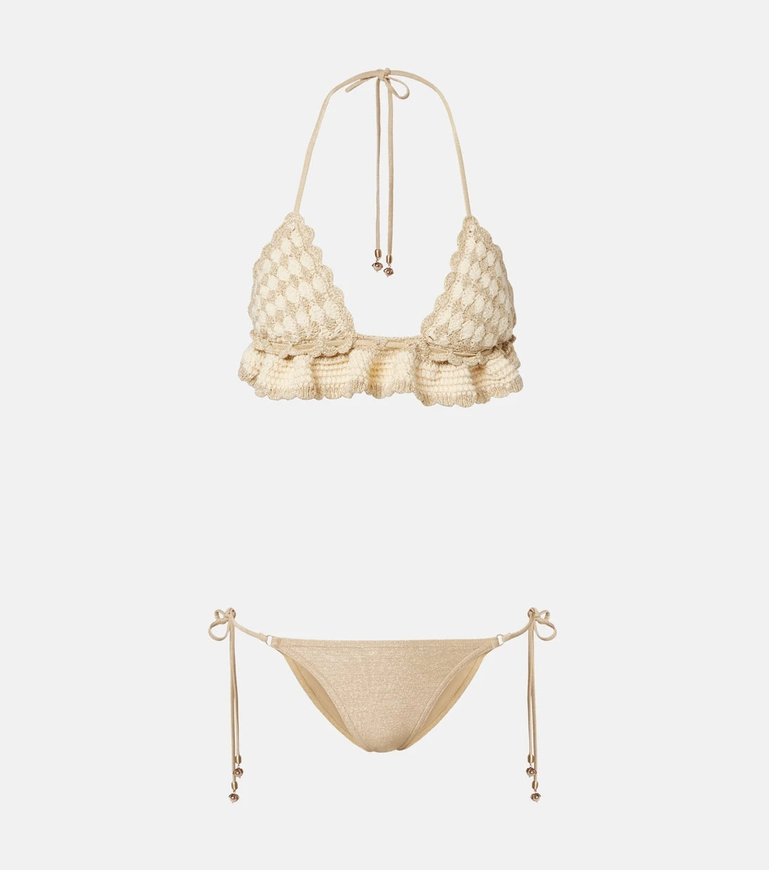 Zimmermann - Wanderlust crochet and lamé bikini