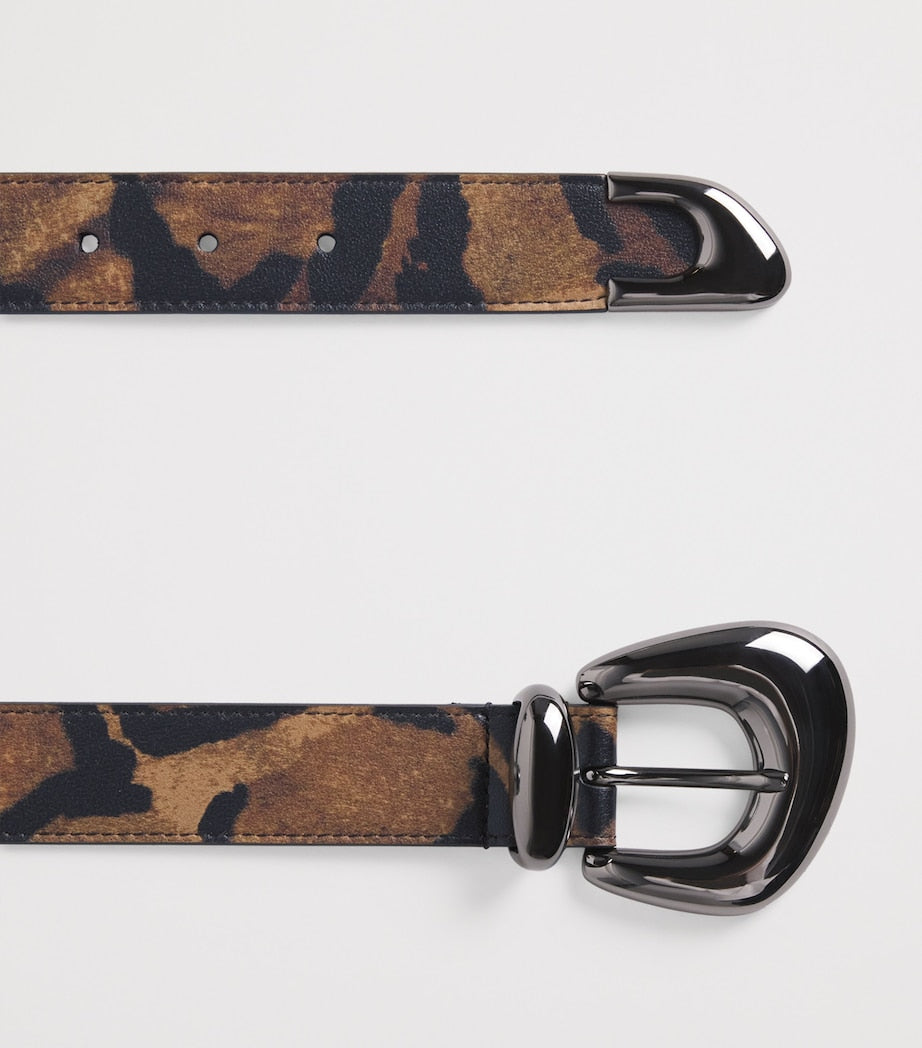 Christian Louboutin Red Bubble Calfskin Leopard Belt