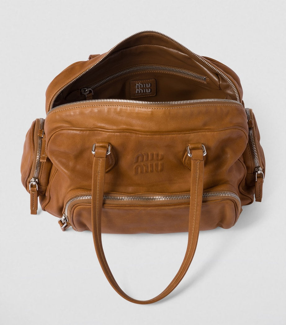 Brown Nappa Leather Top-Handle Bag
