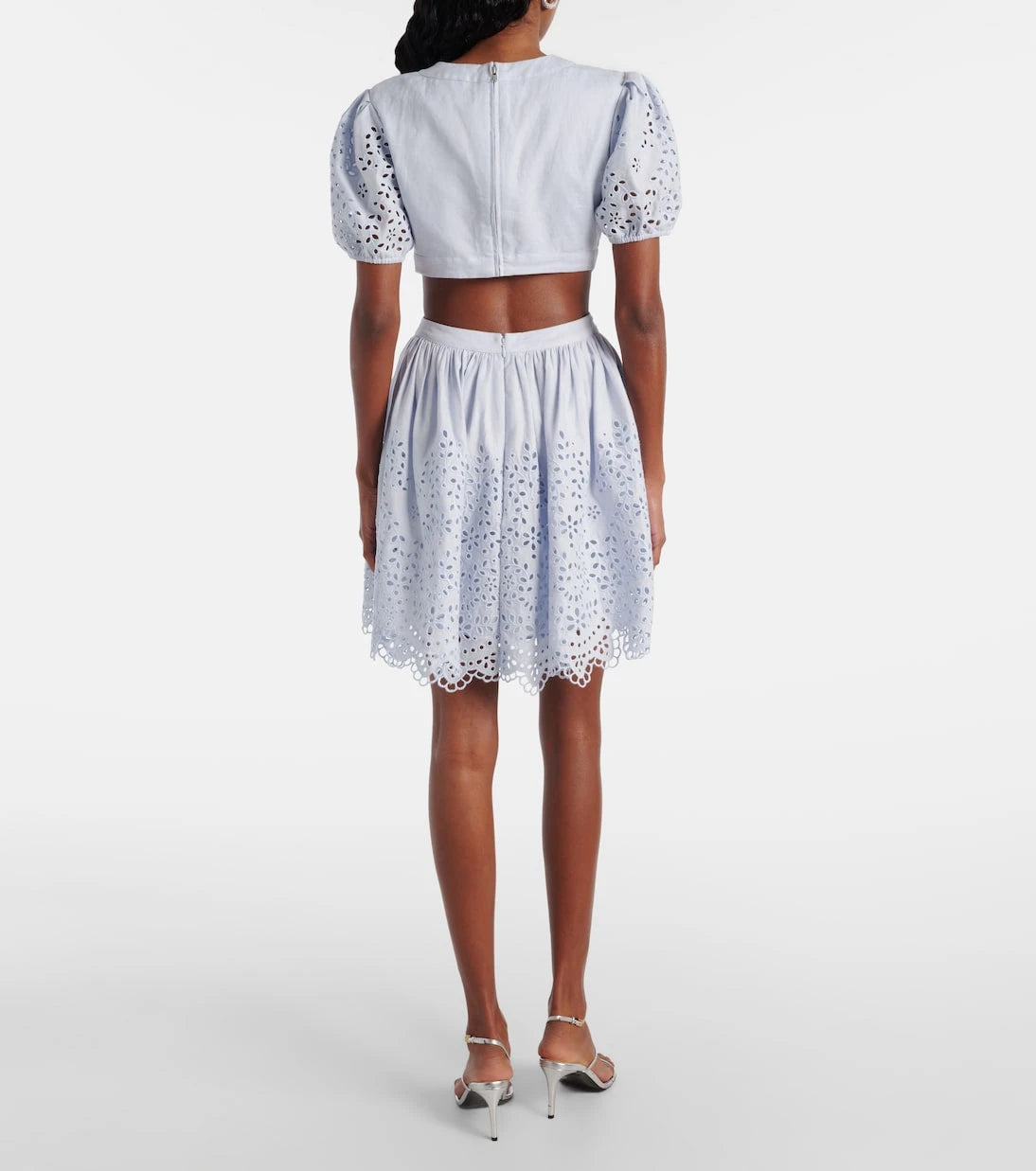 Self-Portrait - Embroidered bow-detail cutout minidress