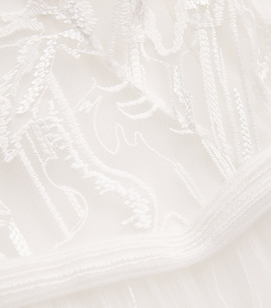 White Tulle Embroidered High-Neck Gown