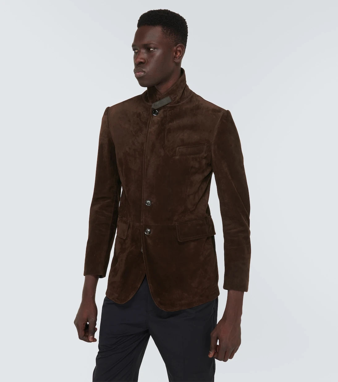 Tom Ford - Leather-trimmed suede blazer