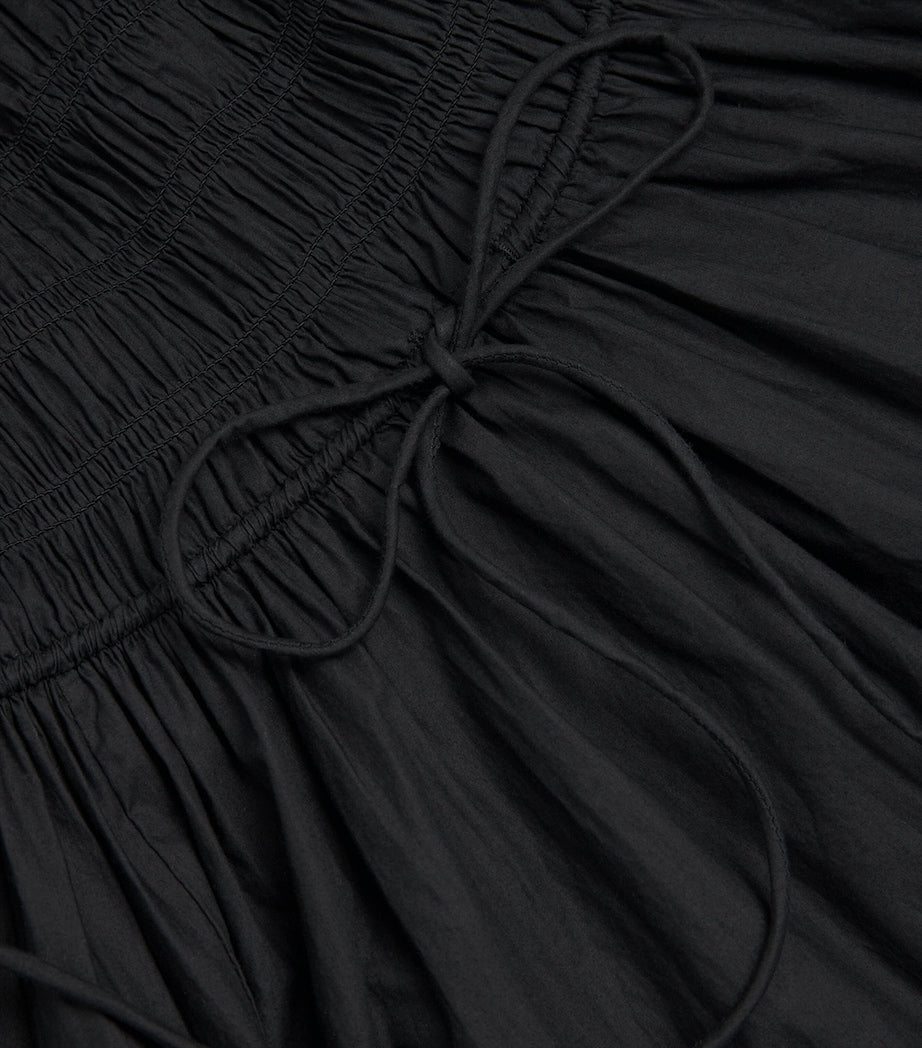 DÔEN Black Organic Cotton-Blend Ischia Midi Dress