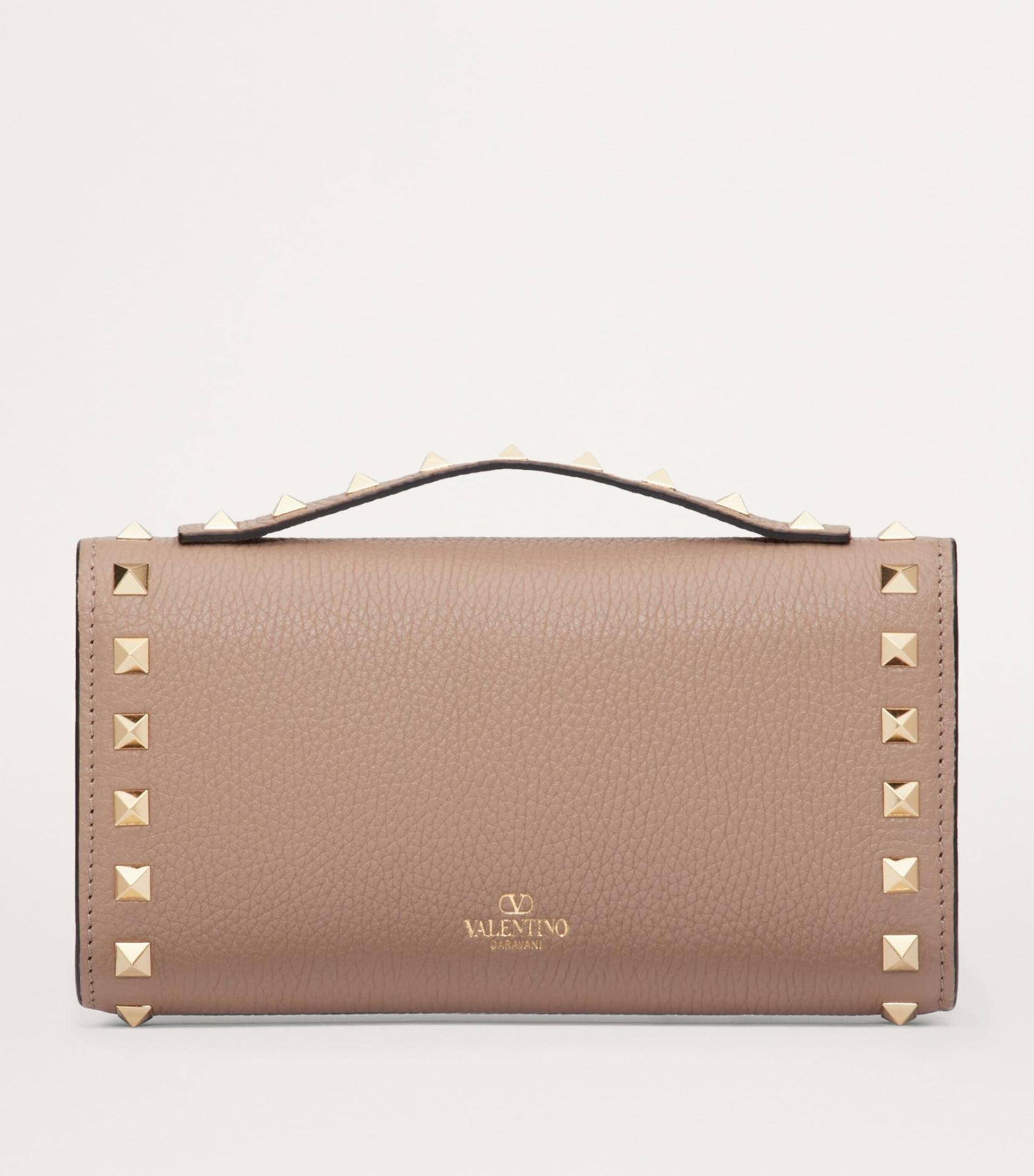 Valentino Garavani Nude Leather Rockstud Chain Wallet
