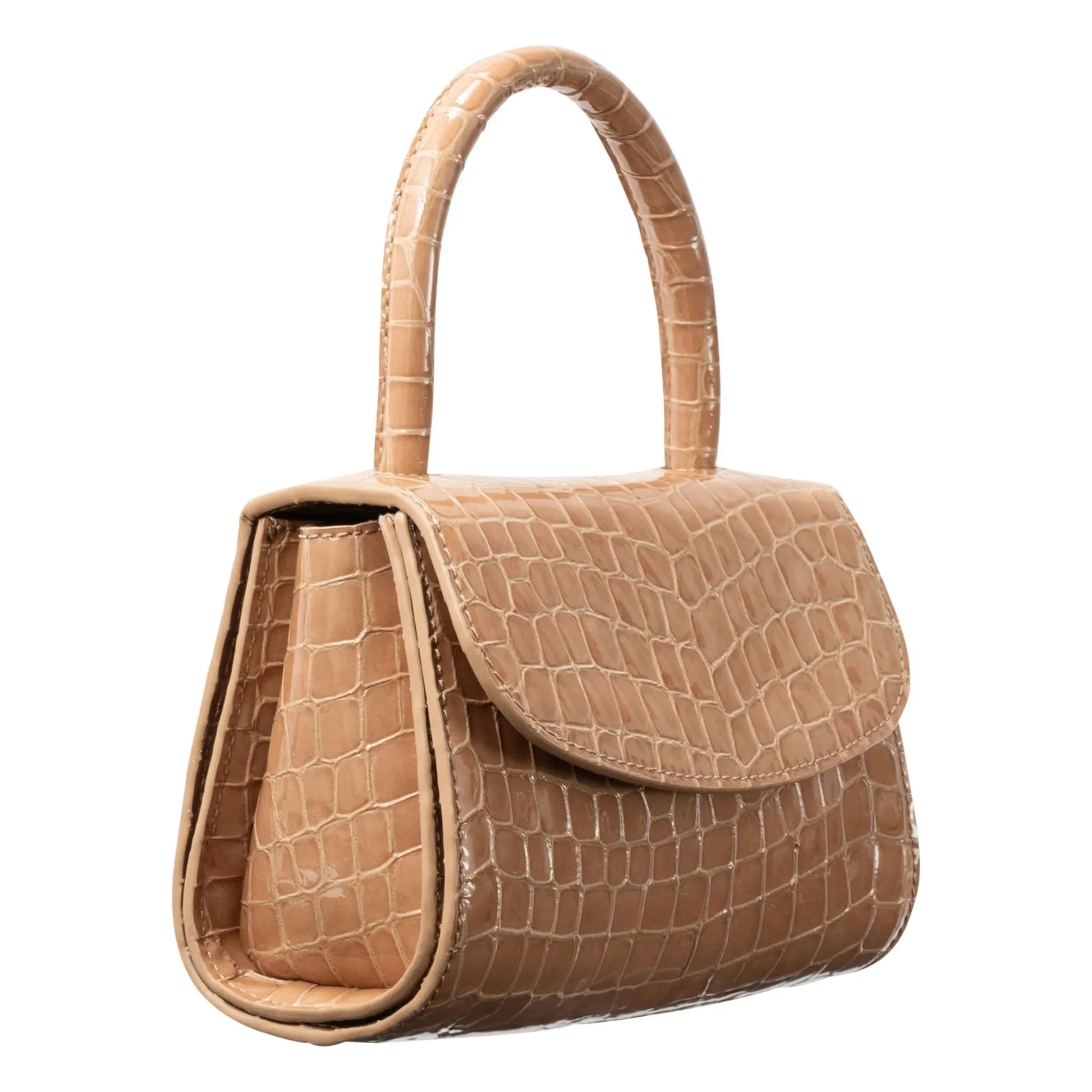 BY FAR - Bag Mini 2.0 Crocodile Embossed Leather | Beige