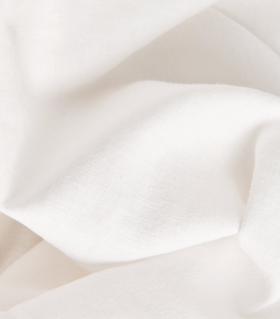 White Linen-Blend Robe