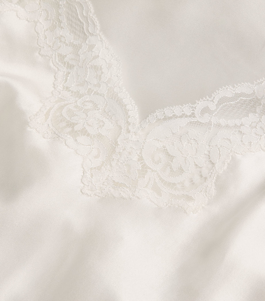 Gilda & Pearl Ivory Silk Lace-Trim In My Boudoir Long Nightdress