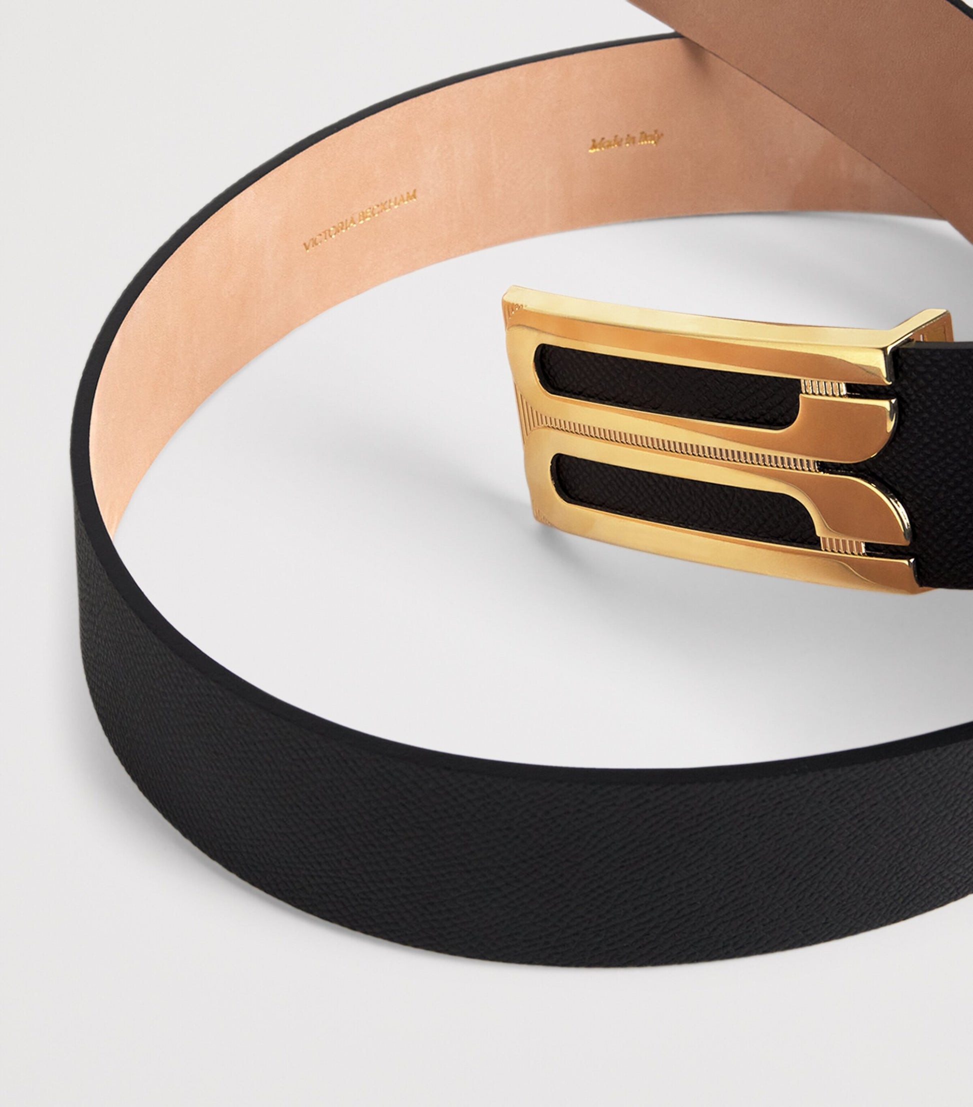 Victoria Beckham Grained Leather Jumbo B-Buckle Belt