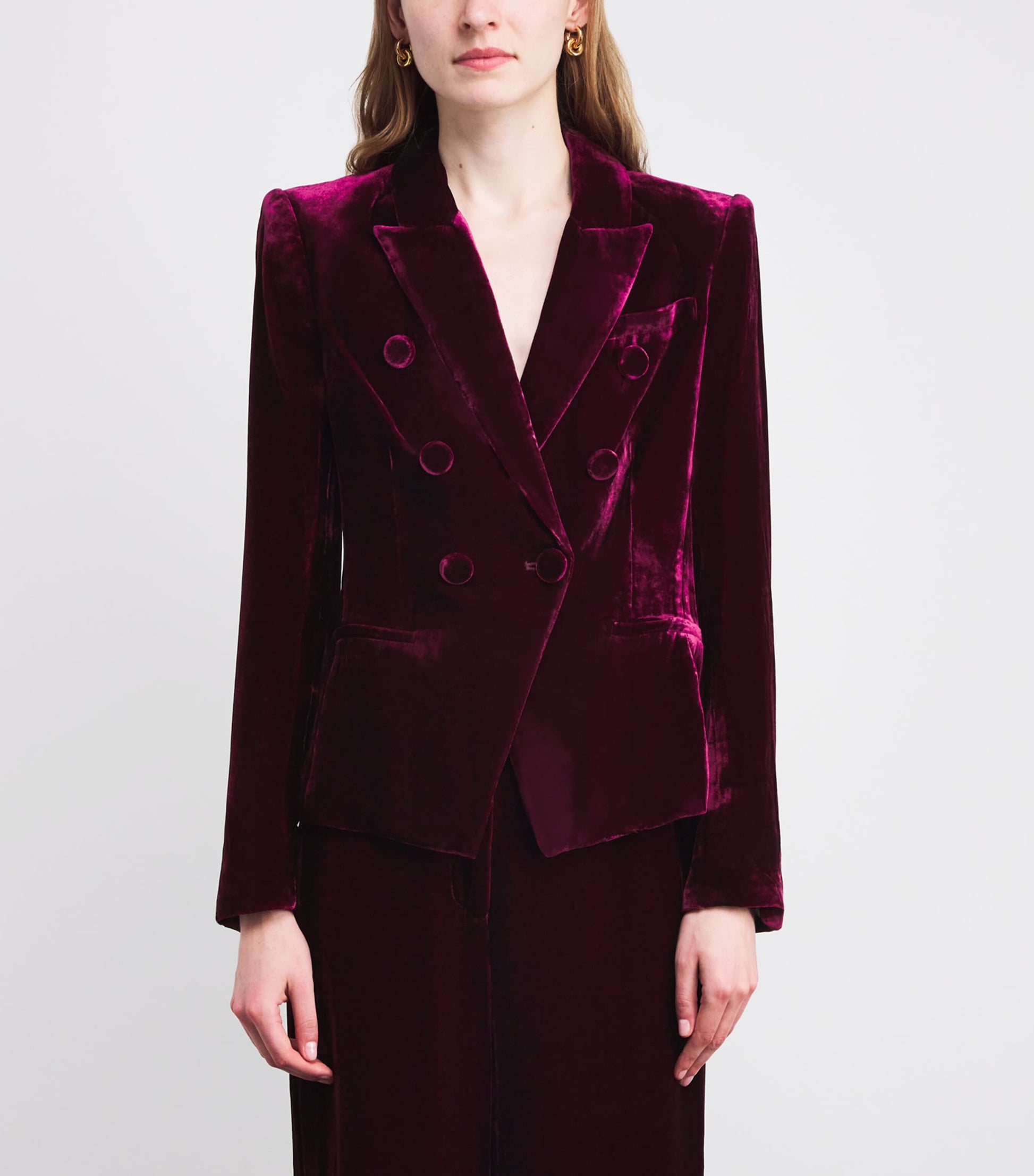L'Agence Purple Velvet Marie Double-Breasted Blazer