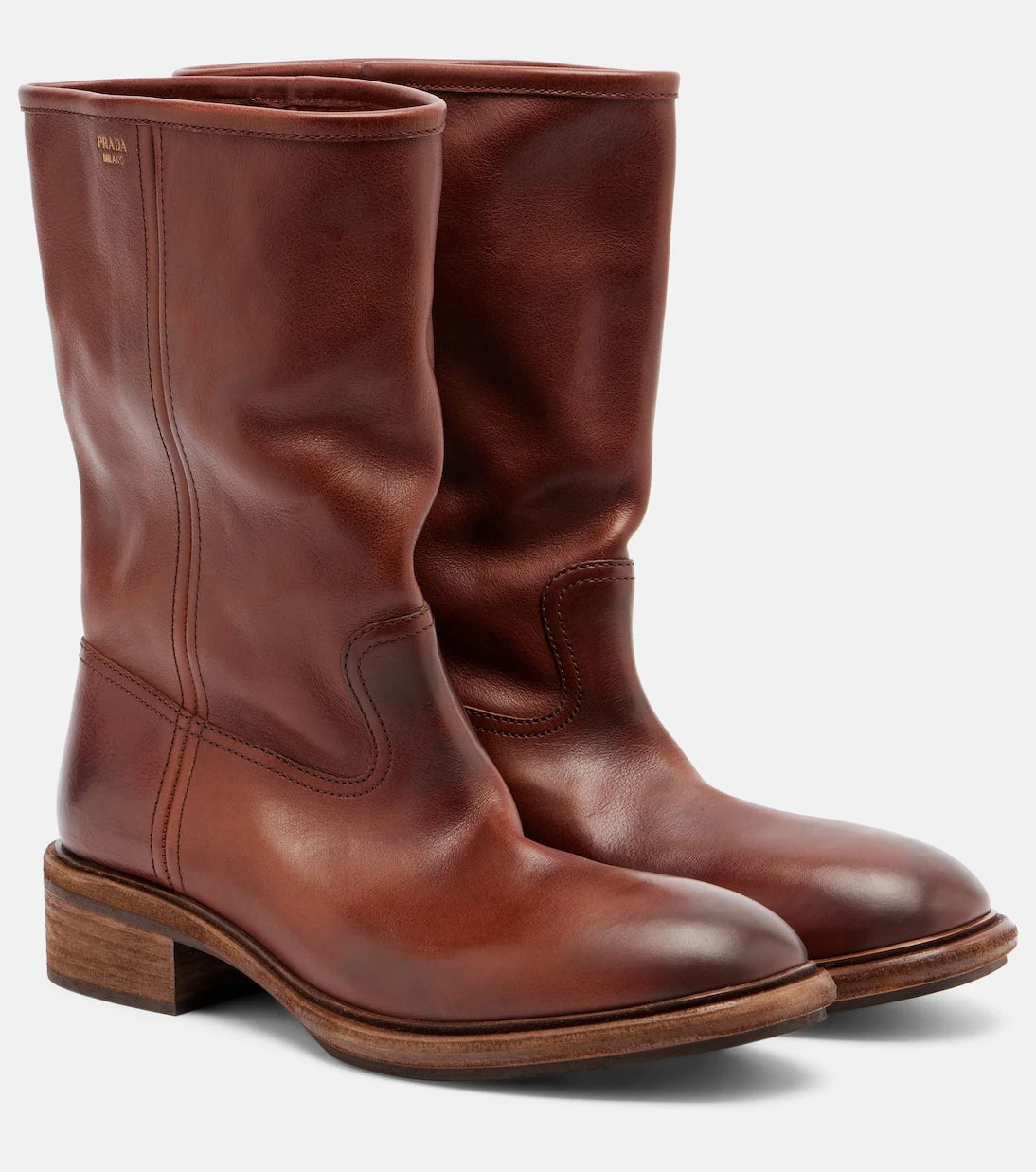 Prada - Leather mid-calf boots