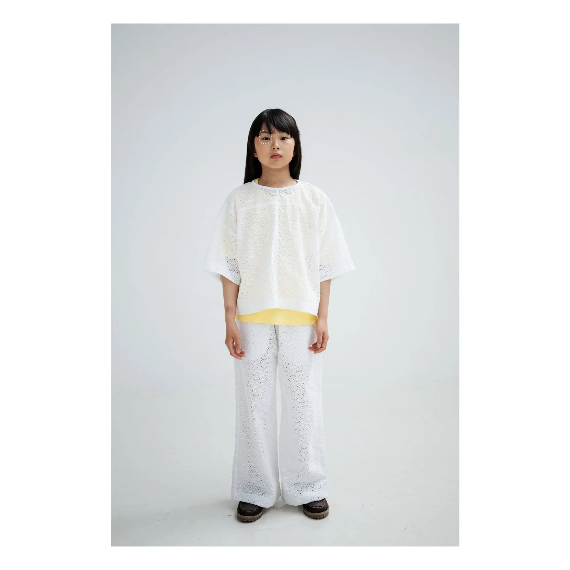 Repose AMS - Back buttoned blouse Embroidery Anglaise Organic cotton | White