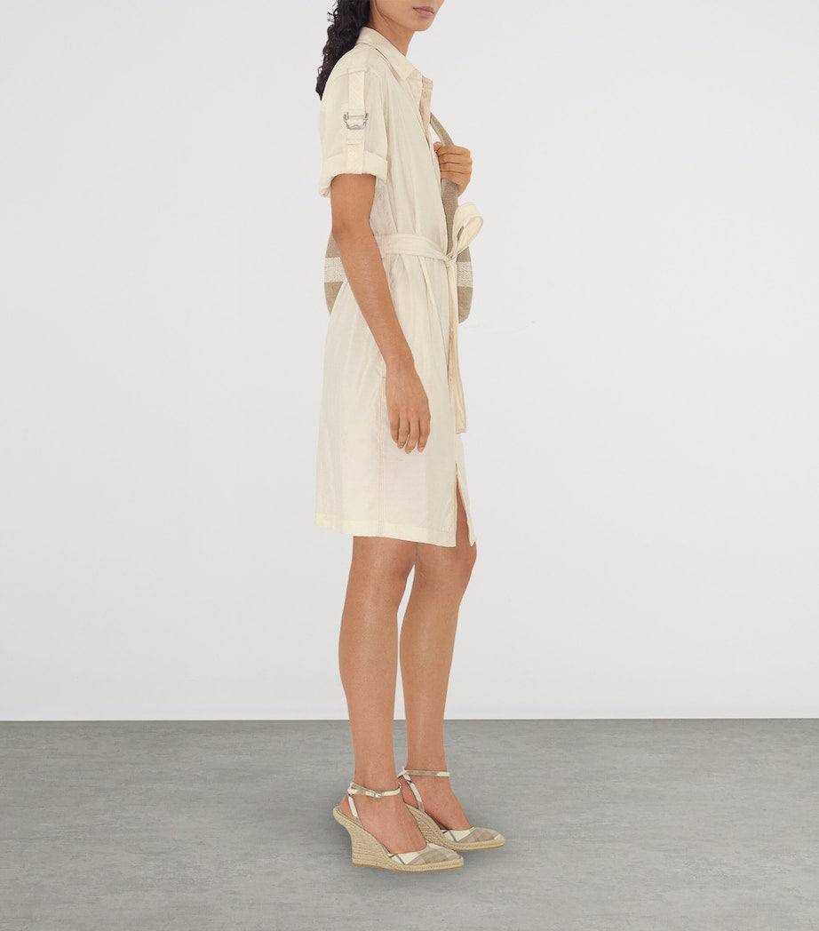 White Silk-Blend Shirt Dress