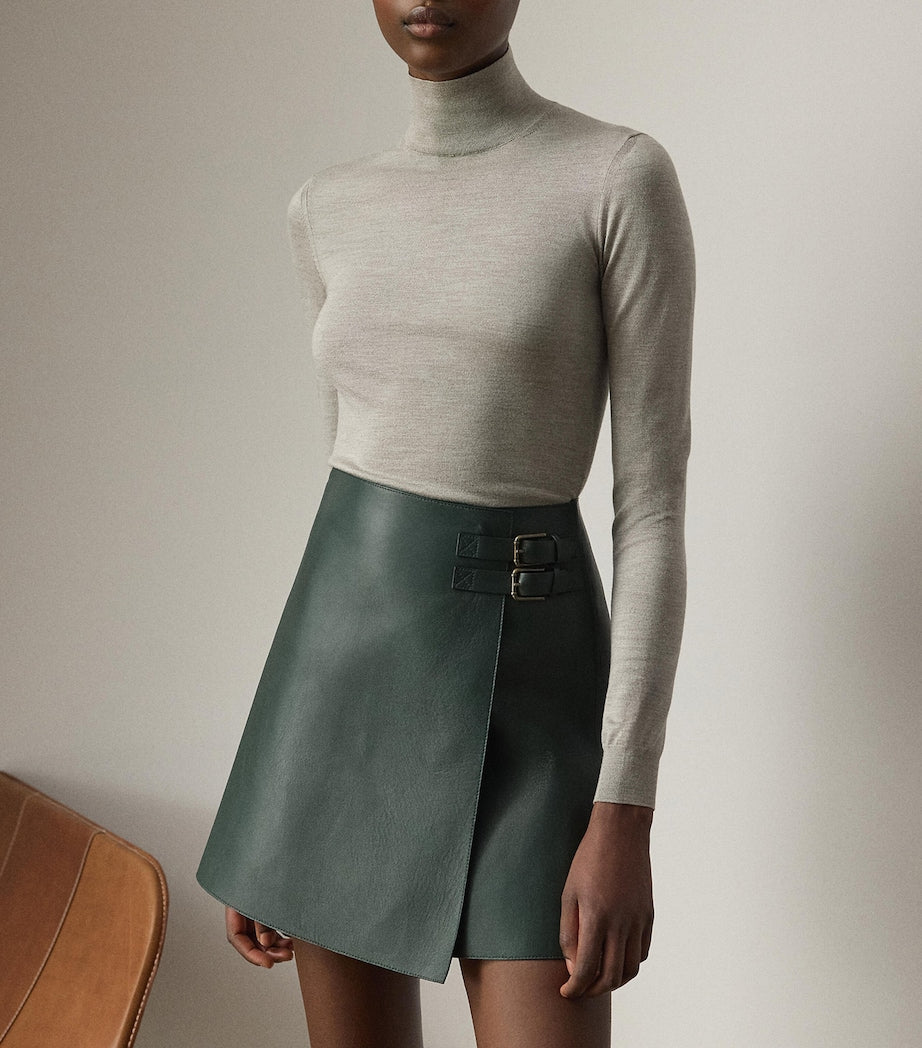 Ralph Lauren Collection Grey Mulberry Silk-Blend Turtleneck Sweatshirt