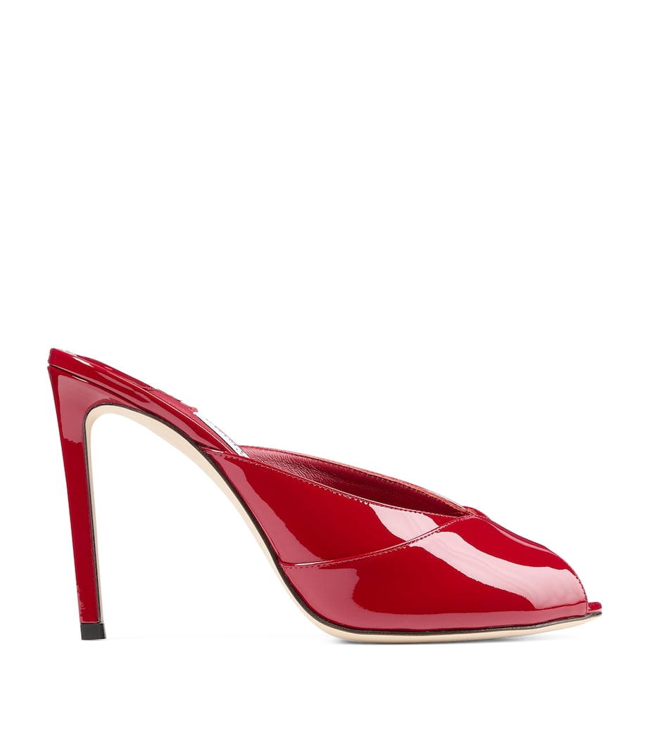 Jimmy Choo Red Brigitte 100 Patent Leather Mules