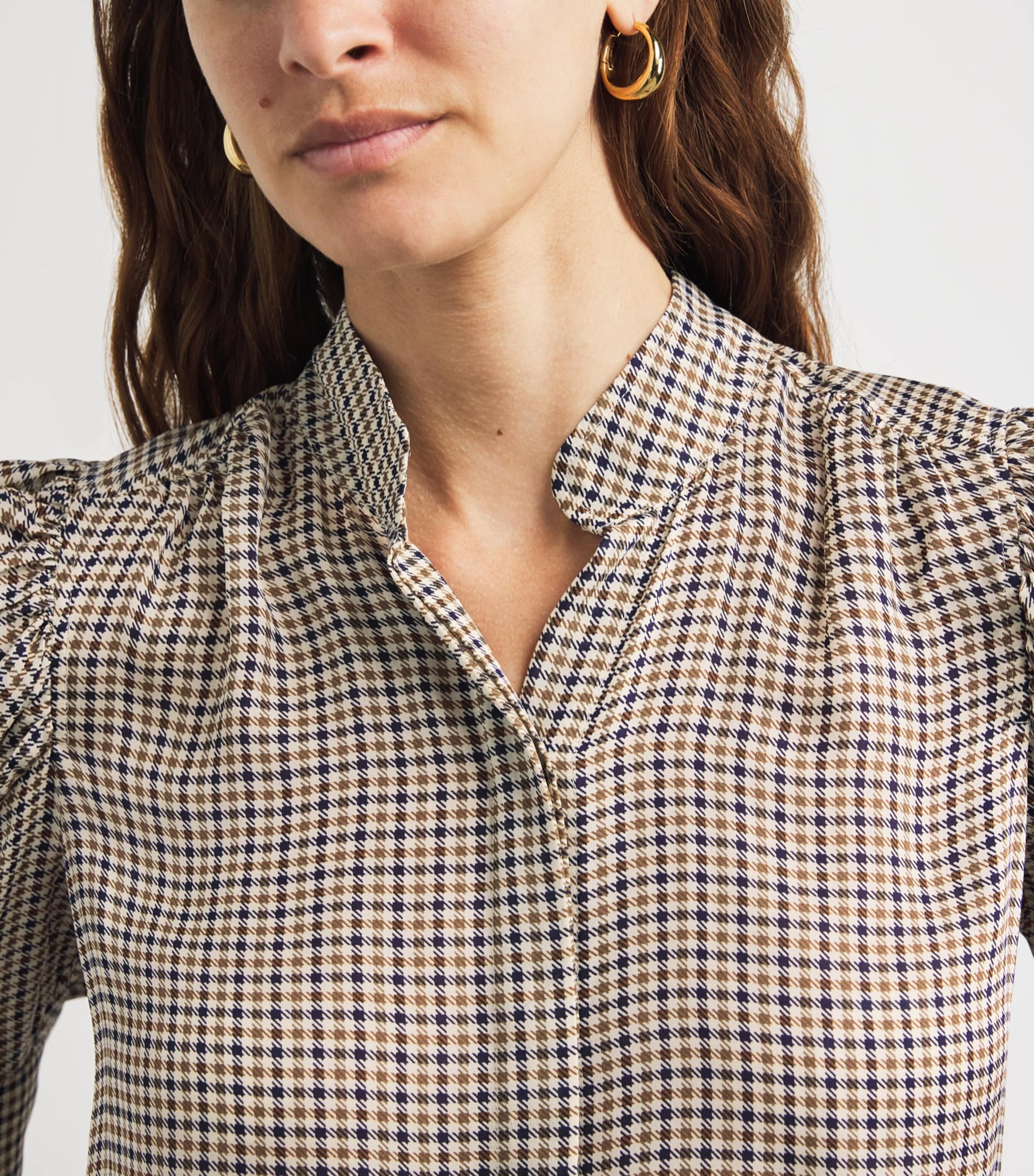 Silk Houndstooth Gillian Top