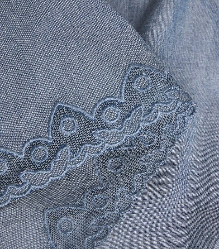 Blue Embroidered Elowen Shorts