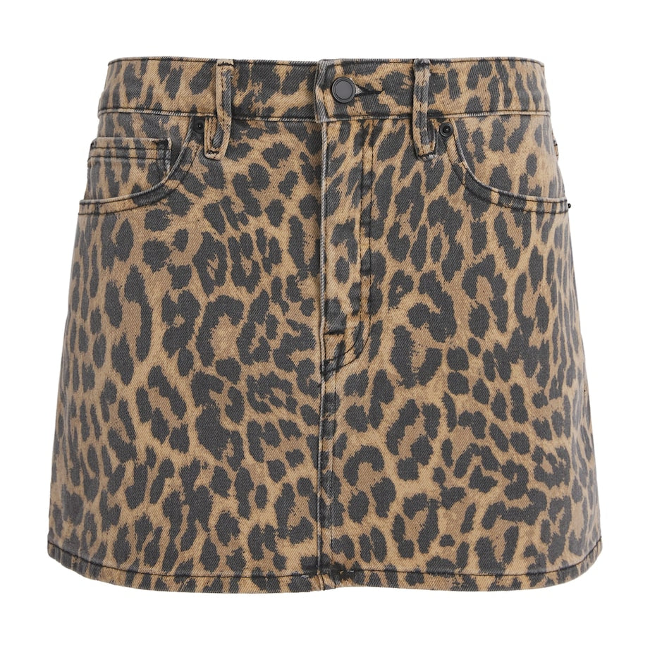 Brown Leopard Good 90s Mini Denim Skirt