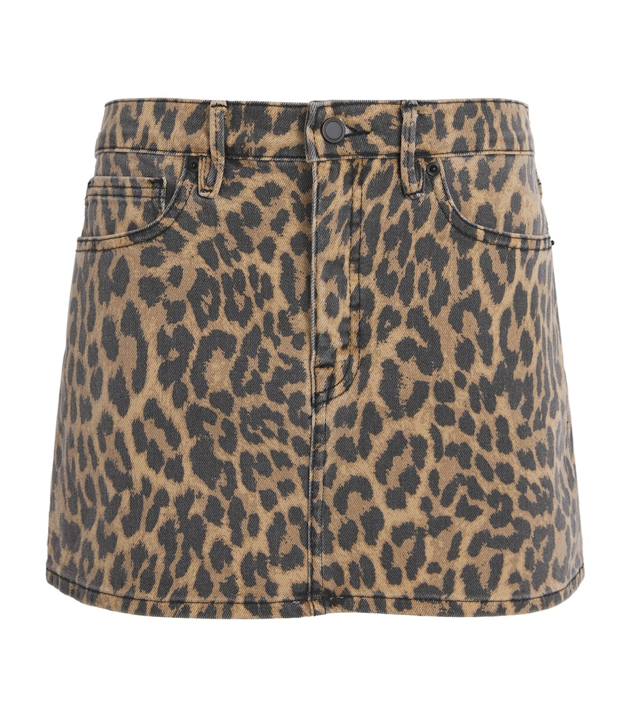 Brown Leopard Good 90s Mini Denim Skirt