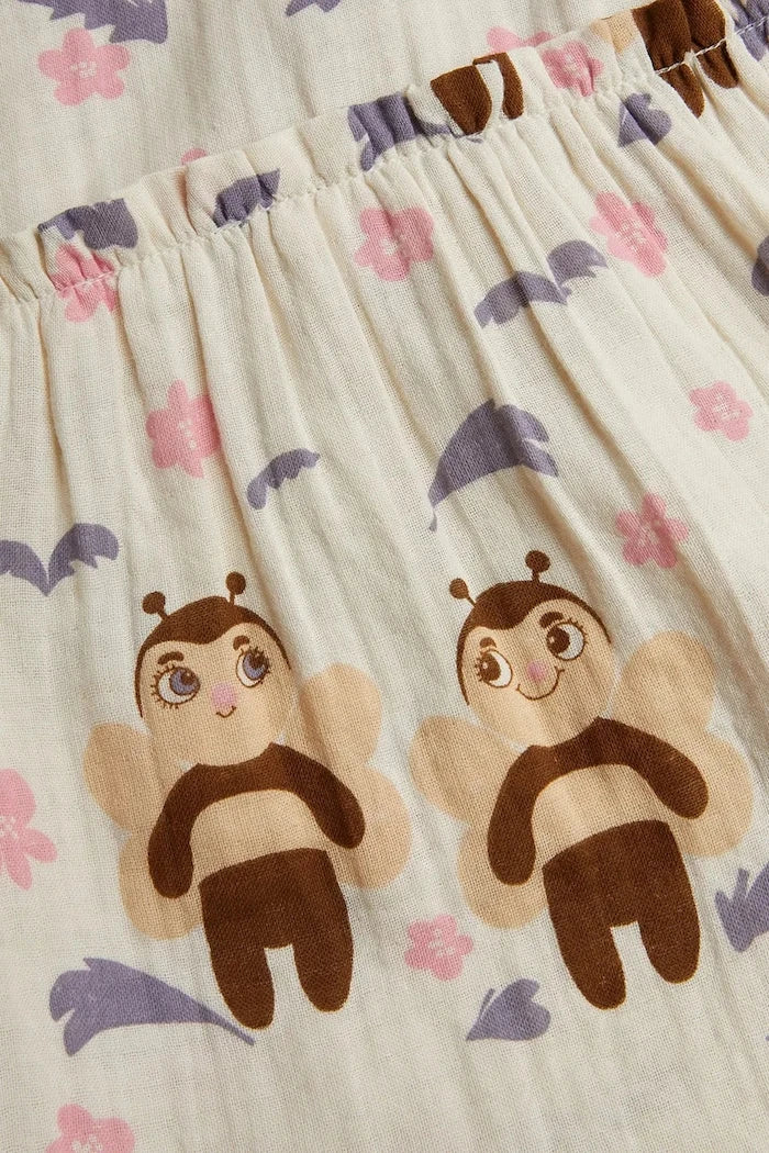 Детска памучна рокля Mini Rodini Muslin bee