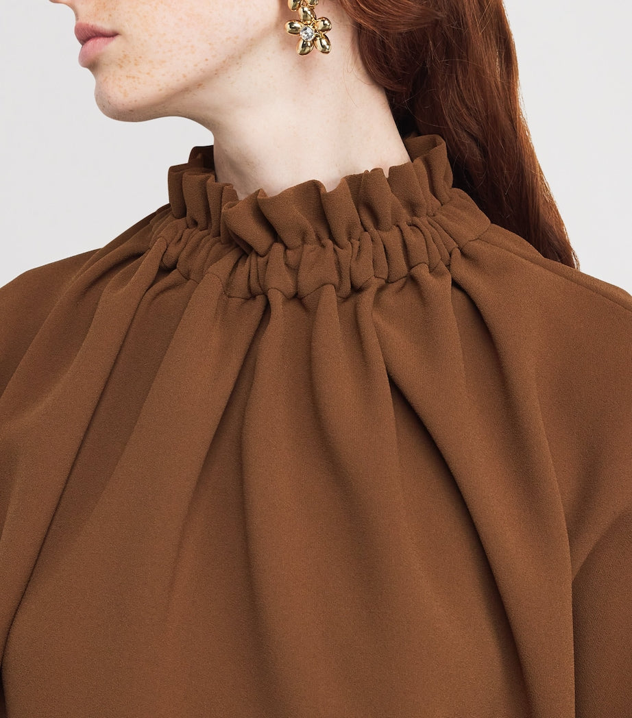 Edeline Lee Brown Ruff Blouse