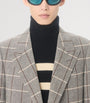 Valentino Garavani Grey Virgin Wool Windowpane Check Double-Breasted Blazer