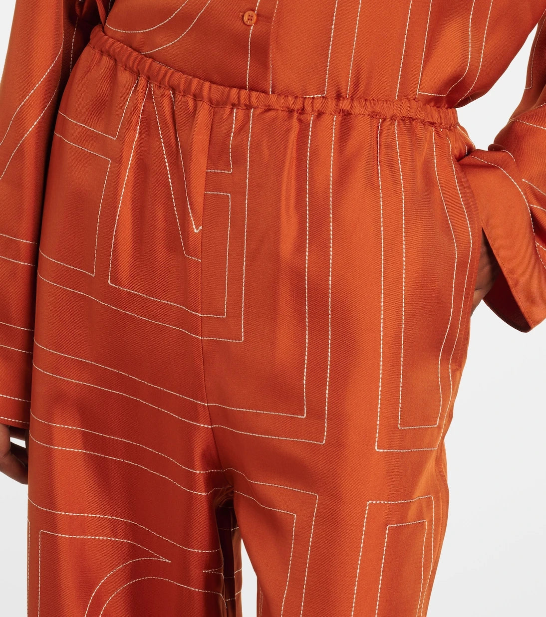 Toteme - Monogram silk twill pajama pants