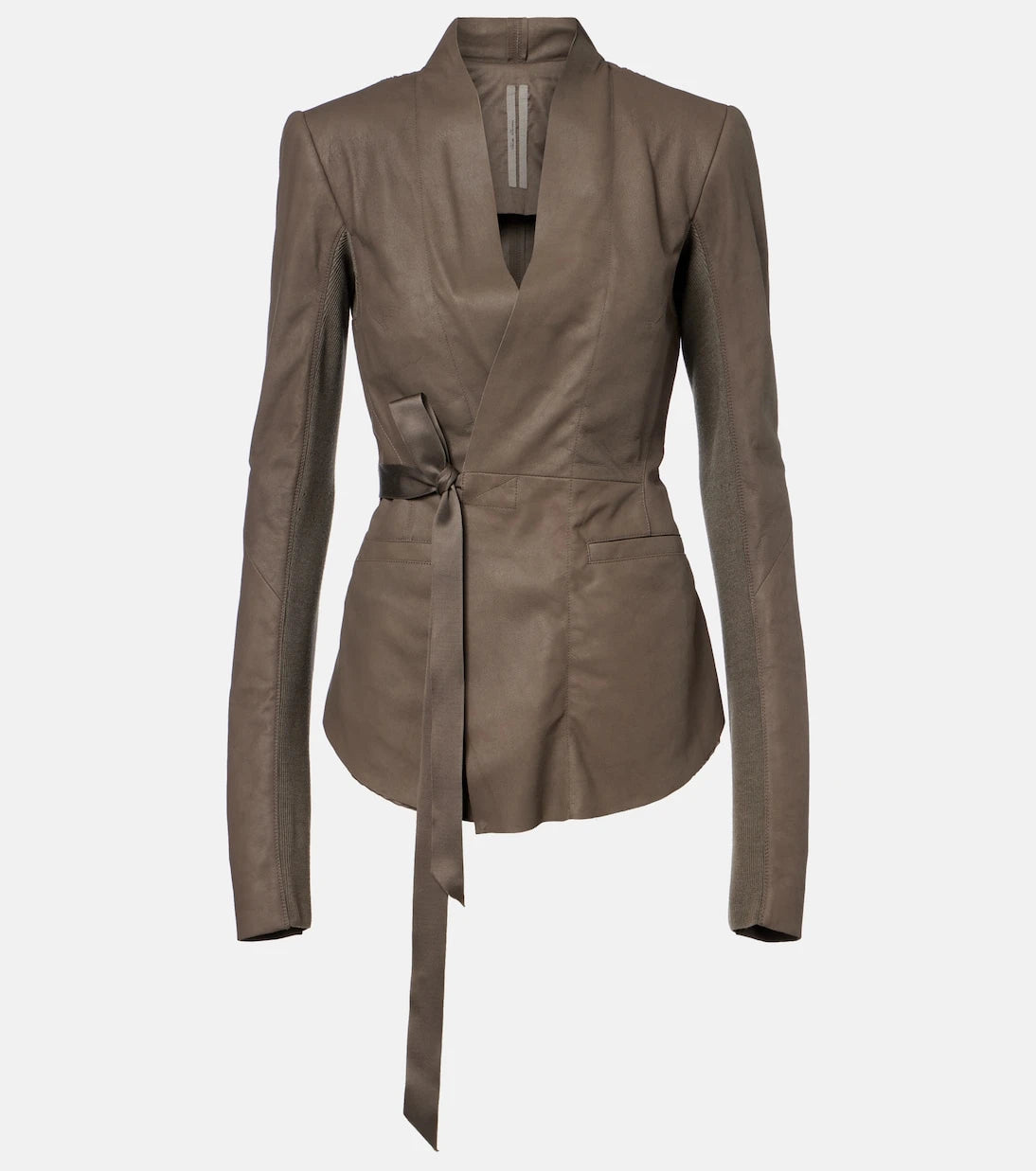 Rick Owens - Hollywood virgin wool-trimmed leather blazer