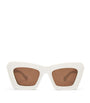 White Bevelled Cat Eye Sunglasses
