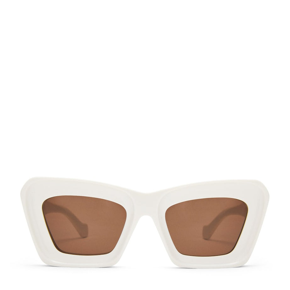 White Bevelled Cat Eye Sunglasses