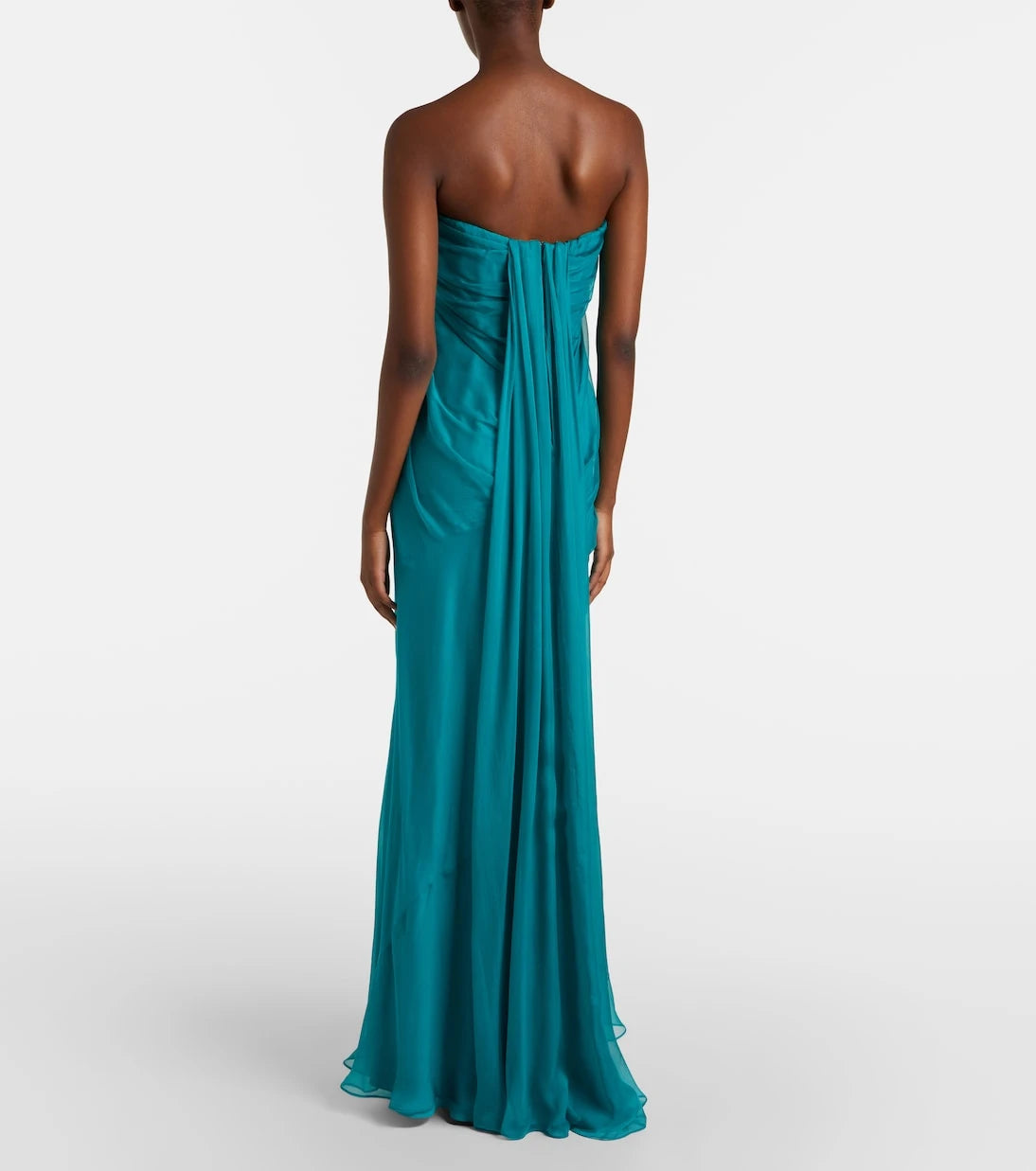 McQueen - Draped silk chiffon bustier gown