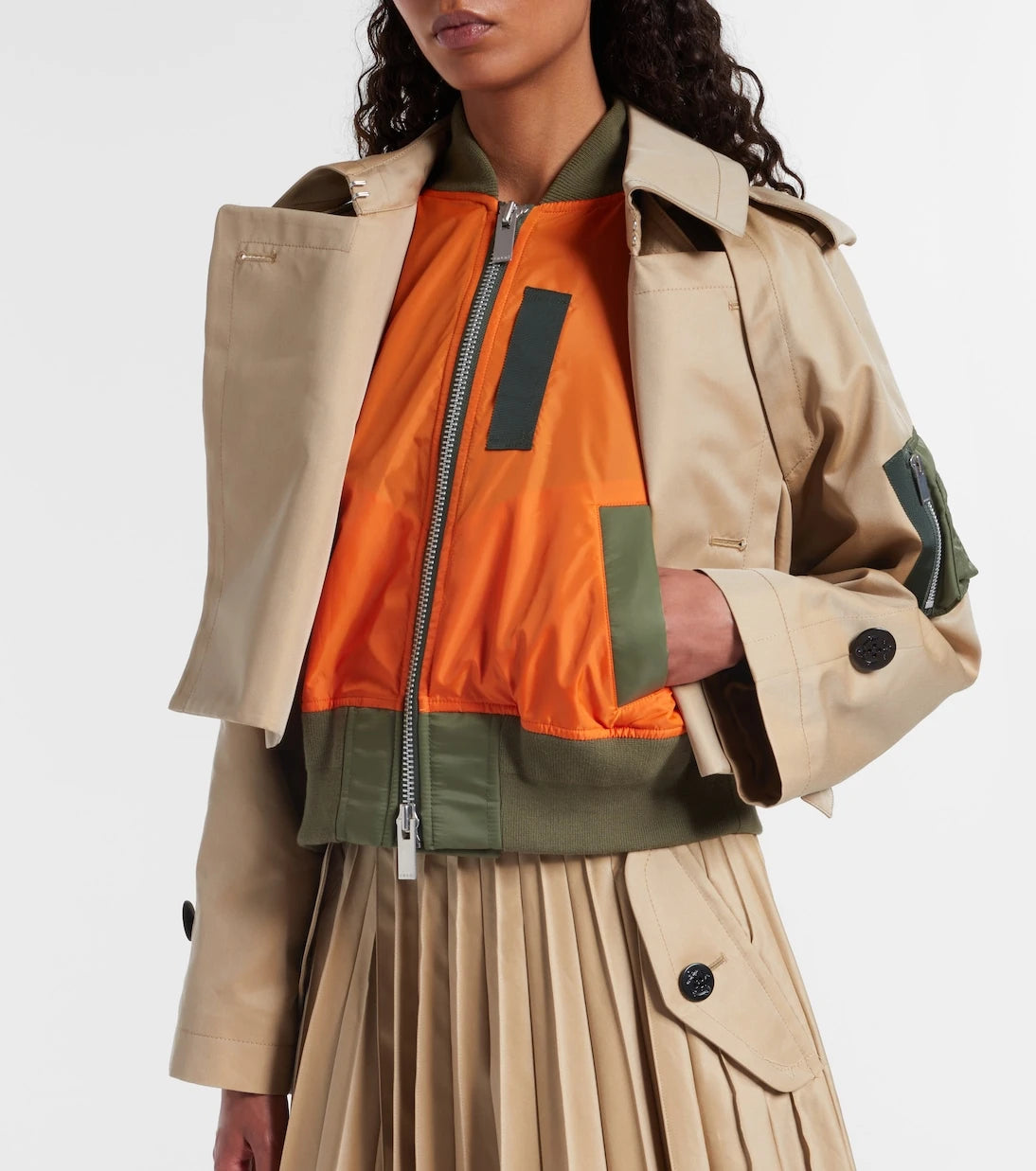 Sacai - سترة من مزيج الغبردين والتويل القطني
