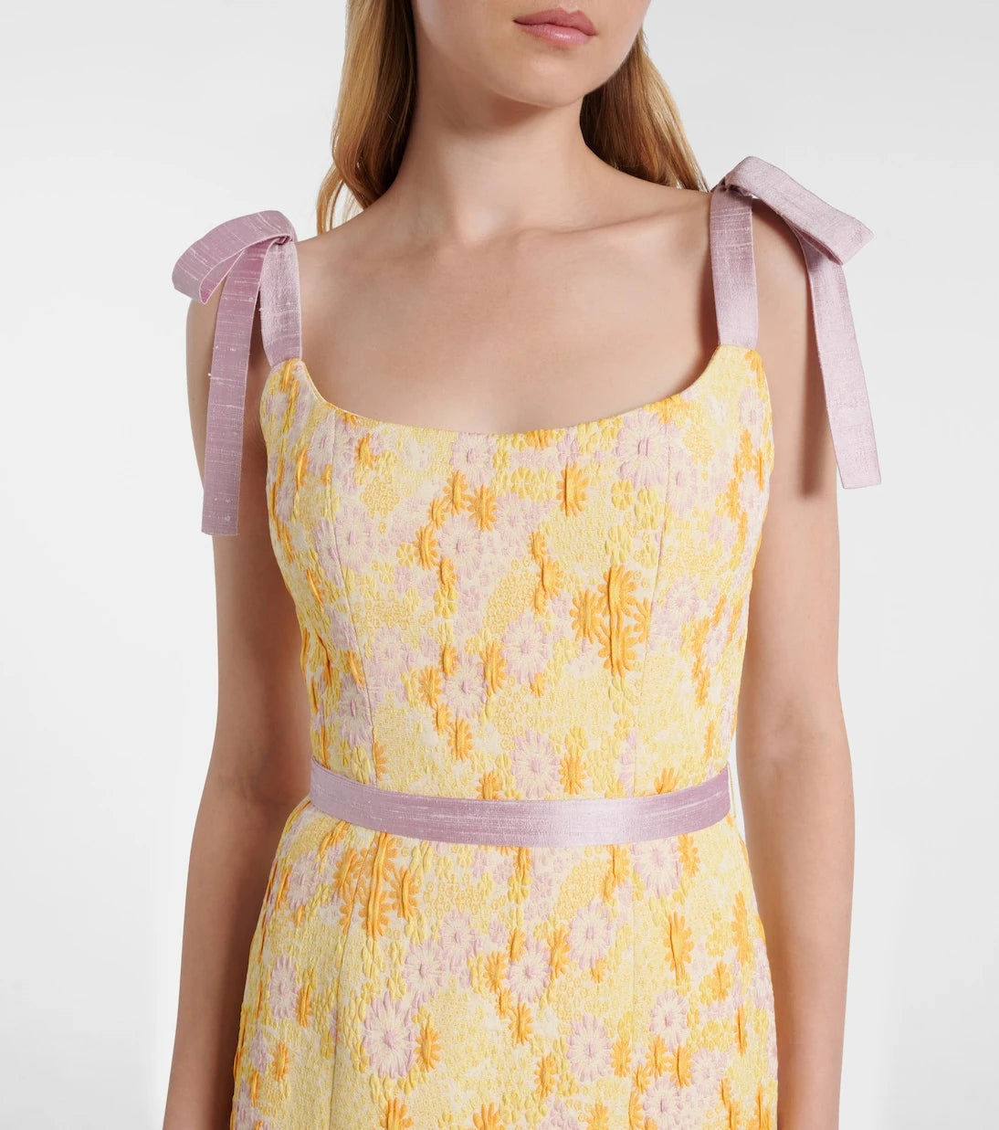 Markarian - Acacia embroidered brocade corset dress