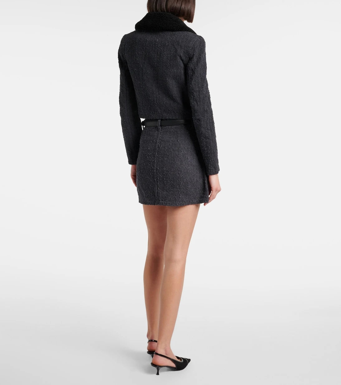 Self-Portrait - Textured denim miniskirt