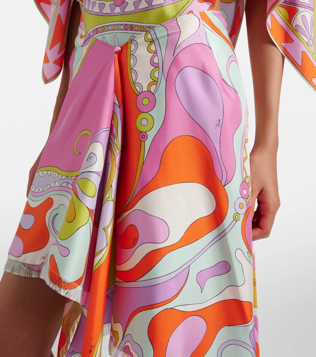 Pucci - Orchidee silk twill midi skirt
