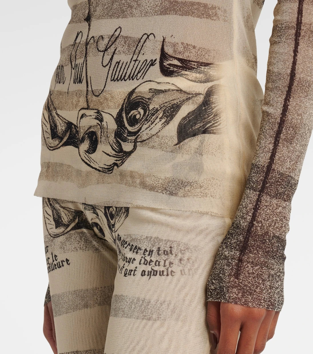Jean Paul Gaultier - Striped printed mesh top