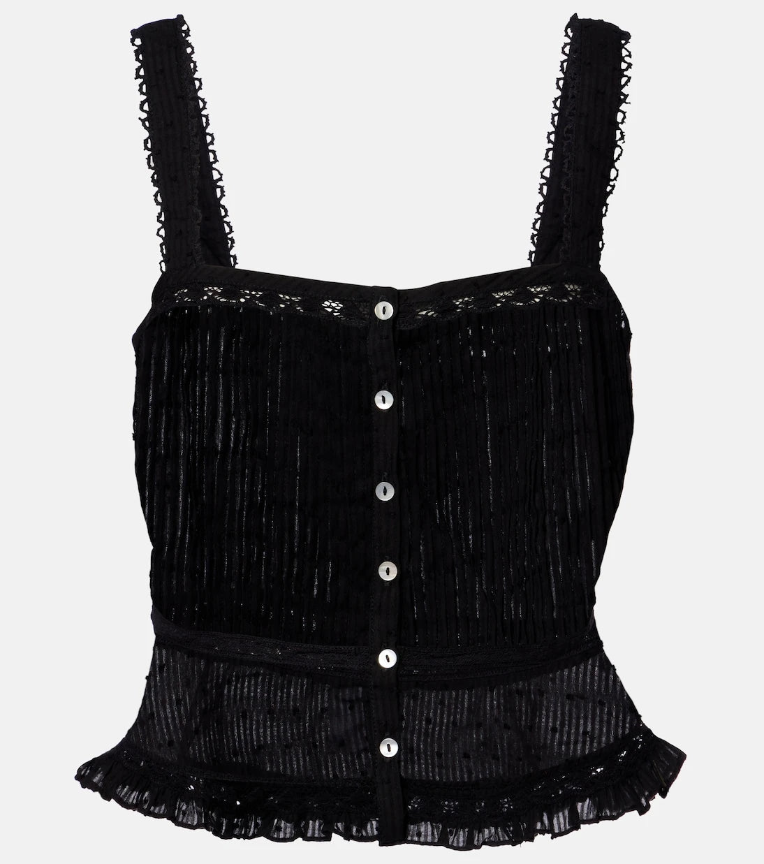 Poupette St Barth - Berry lace-trimmed cotton top