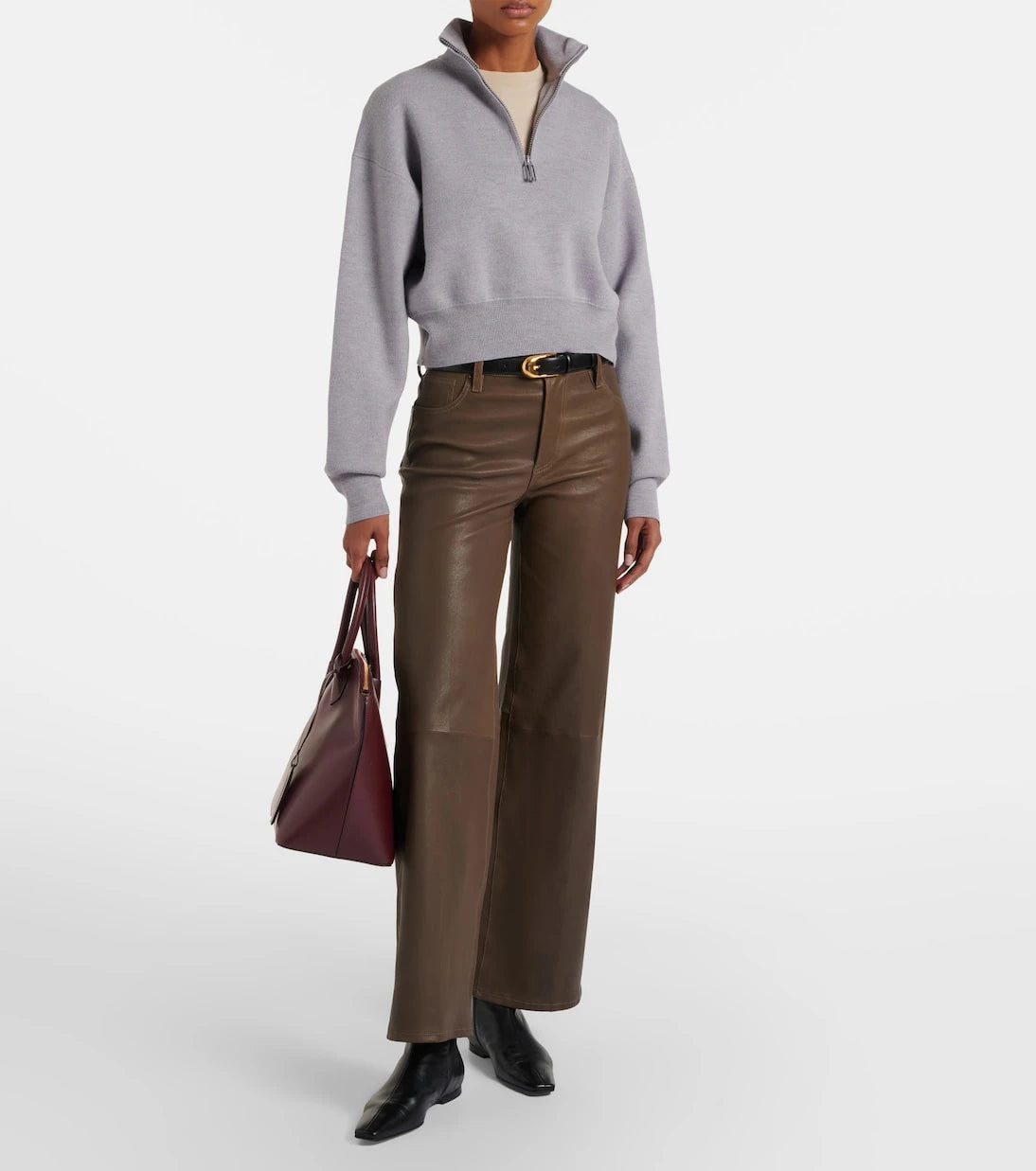 Frame - Le Slim Palazzo leather wide-leg pants