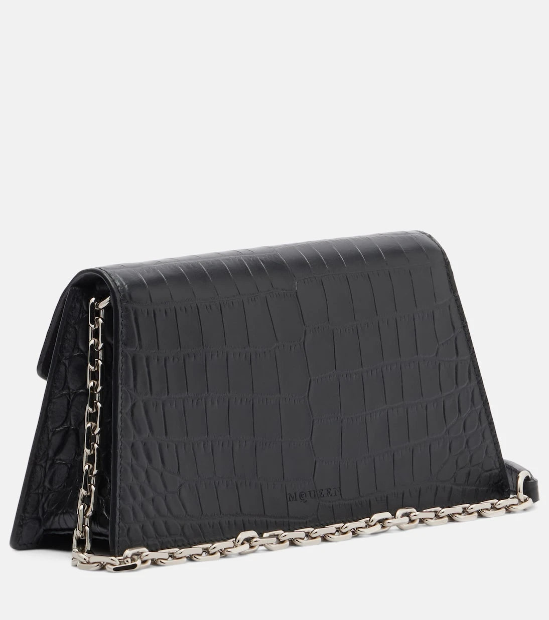 McQueen - Skull Mini croc-effect leather clutch