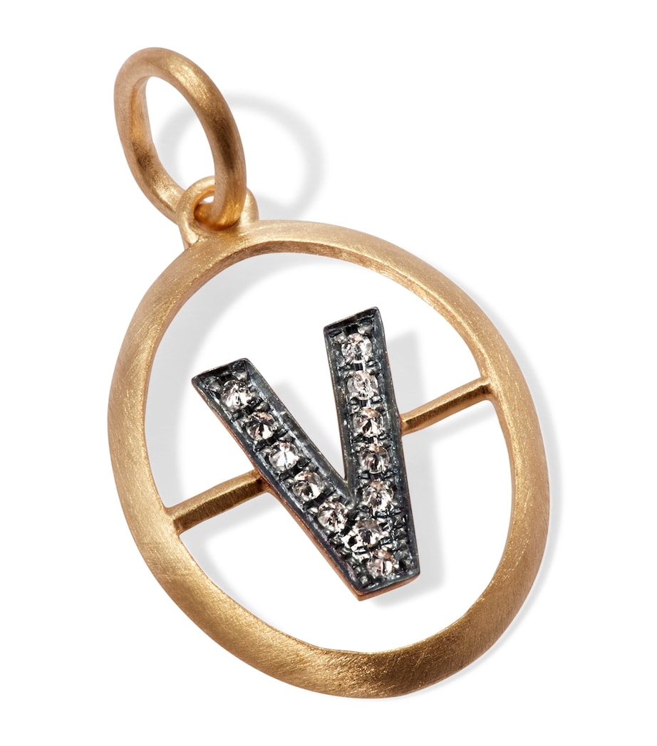 Annoushka Yellow Gold and Diamond Initial V Pendant