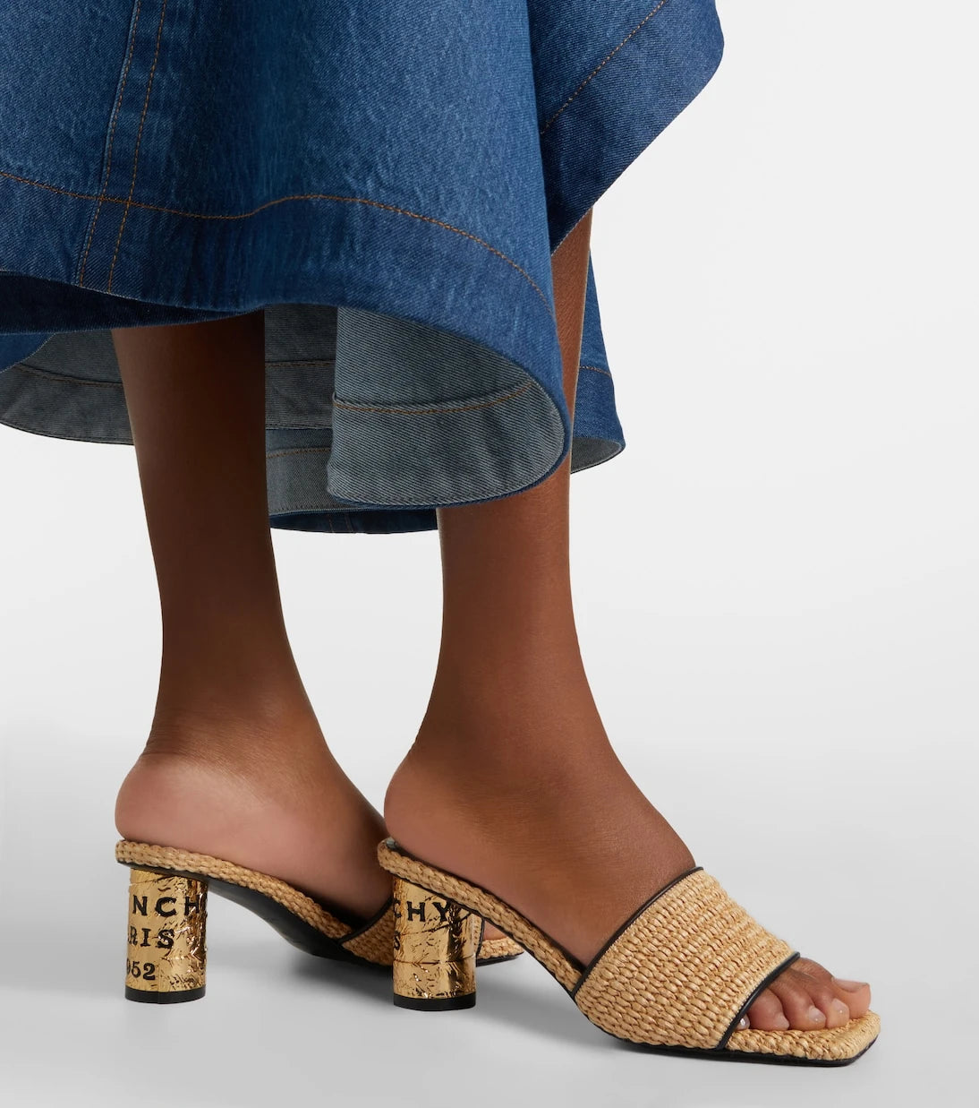 Givenchy - Tape leather-trimmed mules