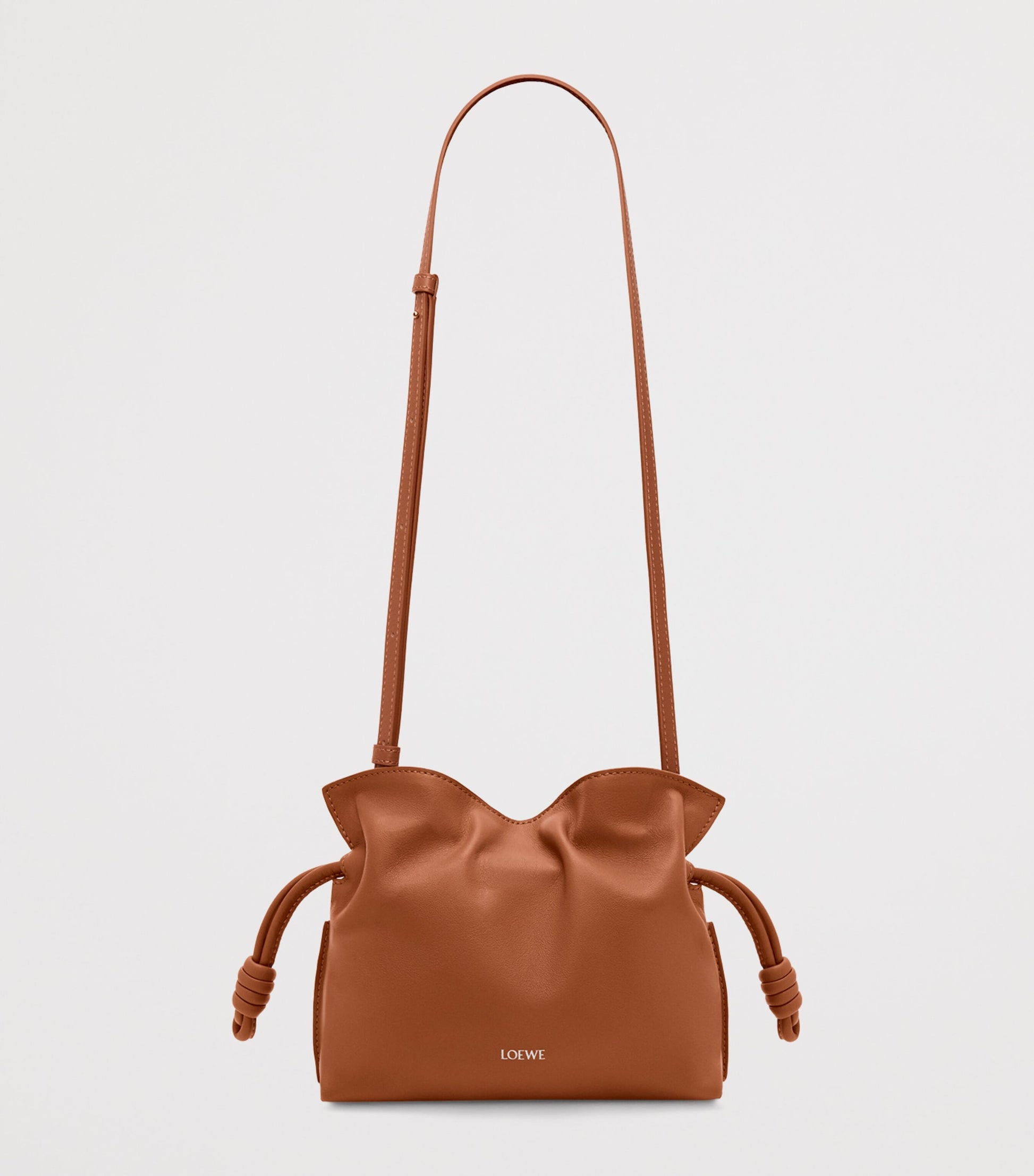 Mini Leather Flamenco Clutch Shoulder Bag SQUIRREL